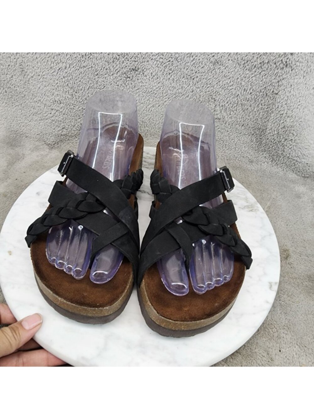 White Mountain Shoes Womens Size 8 Harrington Black Leather Sandals *NWOT* - Picture 5 of 13